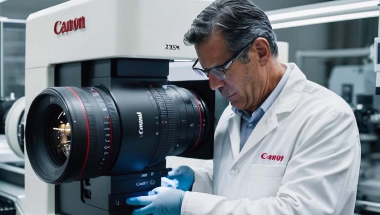 canon industry manufacturing a lens using machines inside factory